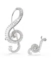 Swarovski Ariana Grande X  Crystal Cultivated Pearl Baguette Cut Clip Earrings In Silver