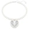 Swarovski Ariana Grande Imitation Pearl & Crystal Heart Halo Pendant Necklace, 14.875-17.75 In Weiss