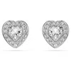 Swarovski X Ariana Grande Rhodium Plated Heart Mixed Cuts Stud Earrings In Weiss