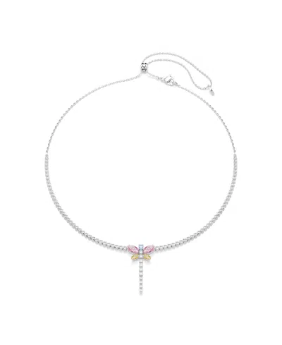 Swarovski Ariana Grande X  Y Necklace, Mixed Cuts, Dragonfly, Multicolored, Rhodium Plated In Metallic