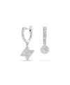 Swarovski Dextera Mismatch Drop Hooop Earrings In Silver