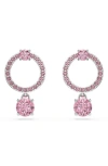 Swarovski Attract Round Cut Drop Earrings In Pink