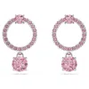 Swarovski Attract Round Cut Drop Earrings In Pink