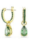 Swarovski Attract Drop Hoop Earrings In Green