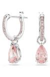 Swarovski Attract Drop Hoop Earrings In Pink