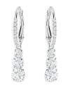 Swarovski Silver-tone Crystal Drop Earrings In White/silver
