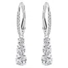 Swarovski Attract Trilogy Rhodium Plated Drop Earrings In Silver