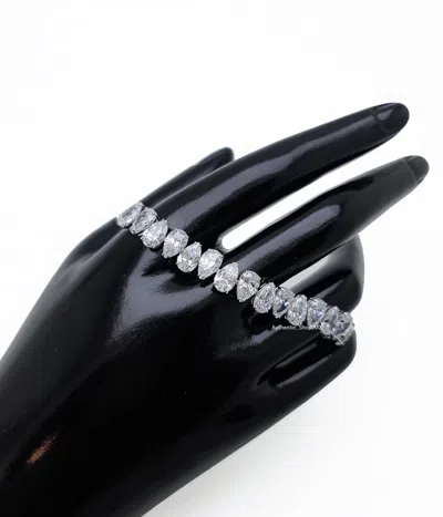 Pre-owned Swarovski Authentic  Rhodium Pear Cut White Crystal Millenia Bracelet 5598350