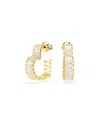 Swarovski Baguette Cut, Heart, Small, White, Gold-tone Plated Atrix Hoop Earrings In Gold