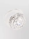 Swarovski Baguette Halo Prong Round Wide Ring