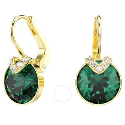 Swarovski Bella Gold-tone Plated V Drop Earrings In Green