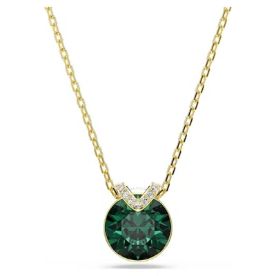 Swarovski Bella Gold-tone Plated V Pendant Necklace In Green