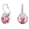 Swarovski Bella Rhodium Plated V Drop Earrings In Pink