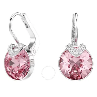 Swarovski Bella Rhodium Plated V Drop Earrings In Pink