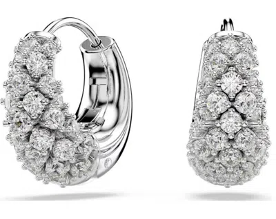 Swarovski Sublima Crystal Huggie Hoop Earrings In Silver