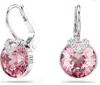 Swarovski Bella Rhodium Plated V Drop Earrings In Pink