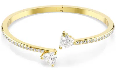 Swarovski Mesmera Attract Crystal Heart Bangle Bracelet In Gold