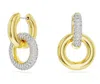 Swarovski Crystal Pave Interlocking Drop Earrings In Gold,crystal
