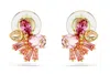 Swarovski Gema Clip Earrings Gold Shiny Pink In Multicolor