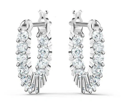 Swarovski Silver-tone Extra-small Crystal Hoop Earrings, 0.50" In Multicolor