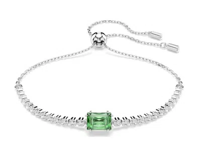 Swarovski Womens Green Matrix Tennis Rhodium-plated And Zirconia Bracelet In Multicolor