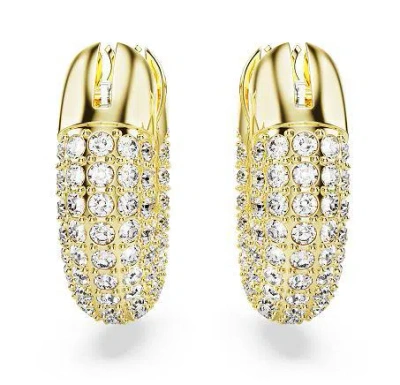 Swarovski Dextera Pierced Earrings Hoop Gold Shiny Crystal
