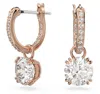 Swarovski Constella Drop Earrings Round Cut White Rose Gold-tone Plated In Multicolor