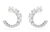 Swarovski Crystal Pearl, Round Cut, White, Matrix Hoop Earrings In Multicolor