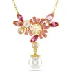 Swarovski Gema Pendant Pearl Gold Shiny Pink In Multicolor