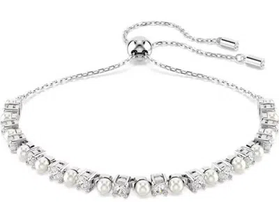 Swarovski Silver-tone Crystal Slider Bracelet In White