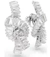 Swarovski Matrix Rhodium Plated Baguette Cut Earrings In Silver