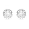 Swarovski Rhodium Plated Square Cut Color Birthstone Stud Earrings In White