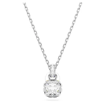 Swarovski Birthstone Pendant Apr Pendant Rhodium Shiny White In Silver Tone