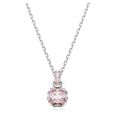Swarovski Birthstone Pendant Jun Pendant Rhodium Shiny Fancy Morganite In Metallic