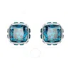 Swarovski Birthstone Pierced Earrings Studs Dec  Rhodium Shiny Blue In Blue