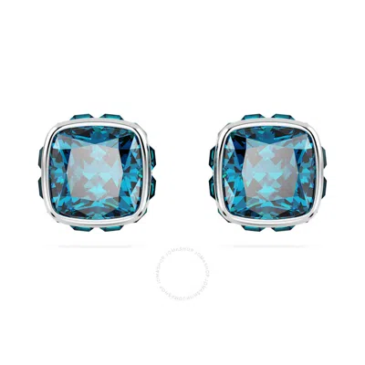 Swarovski Birthstone Pierced Earrings Studs Dec  Rhodium Shiny Blue