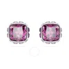 Swarovski Birthstone Pierced Earrings Studs Feb Rhodium Shiny Purple In Metallic