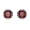 Swarovski Birthstone Pierced Earrings Studs Jan  Rhodium Shiny Red In Silver Tone
