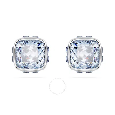 Swarovski Birthstone Pierced Earrings Studs Mar  Rhodium Shiny Blue