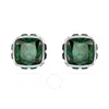 Swarovski Birthstone Pierced Earrings Studs May  Rhodium Shiny Green In Silver Tone