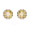 Swarovski Birthstone Pierced Earrings Studs Nov Rhodium Shiny Yellow In Silver Tone