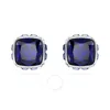 Swarovski Birthstone Pierced Earrings Studs Sept Rhodium Shiny Blue In Blue