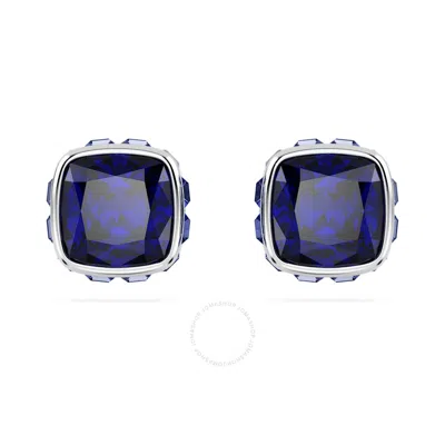 Swarovski Birthstone Pierced Earrings Studs Sept Rhodium Shiny Blue