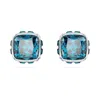 Swarovski Square Cut Birthstone Crystal Stud Earrings In Blue