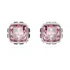Swarovski Square Cut Birthstone Crystal Stud Earrings In Pink