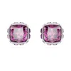 Swarovski Birthstone Pierced Earrings Studs Feb Rhodium Shiny Purple In Metallic