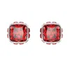 Swarovski Birthstone Pierced Earrings Studs Jul Rhodium Shiny Red In Metallic