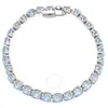 Swarovski Blue Rhodium Plated Round Cut Matrix Tennis Bracelet In Metallic