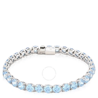 Swarovski Blue Rhodium Plated Round Cut Matrix Tennis Bracelet