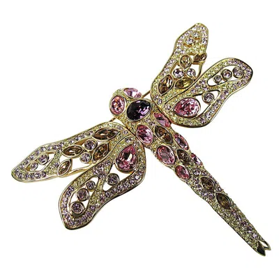 Pre-owned Swarovski Brooch Crystal Glitz Pink Amber Purple Dragon Fly New Never Worn 1990s